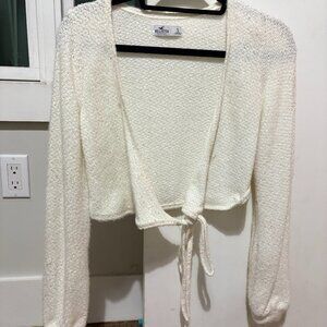 Hollister Tie Front White Cozy Cardigan S